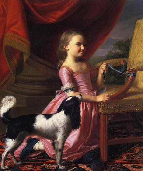 John Singleton Copley Young lady with a Bird and dog China oil painting art
